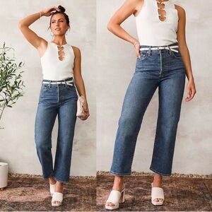 Levi’s Ribcage Straight Ankle Jeans Rigid Denim Summer Slide Size 26 Button Fly